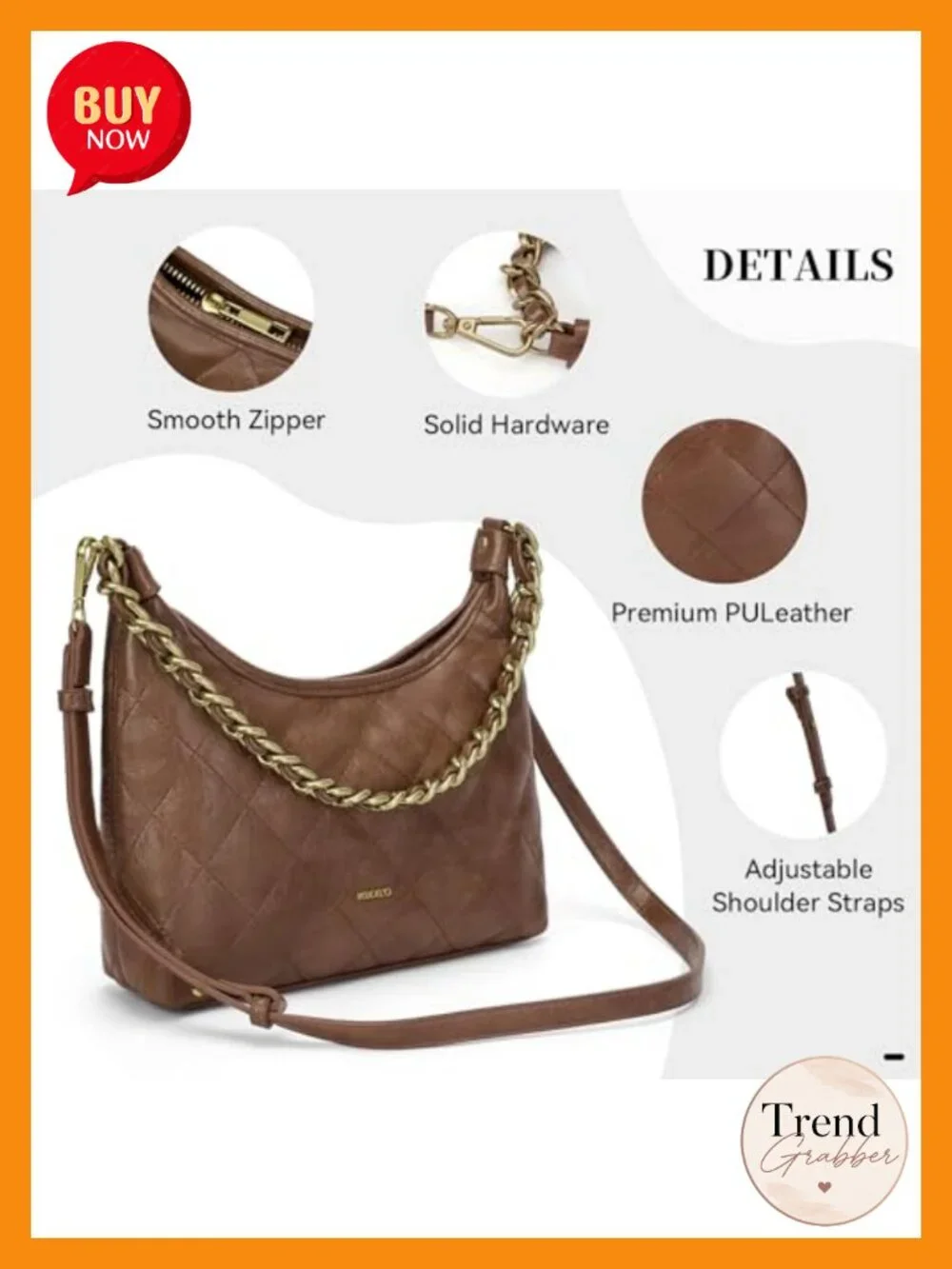Vegan Leather Crescent Shoulder Bag, Cute Small Hobo Purse for Women, Crossbody